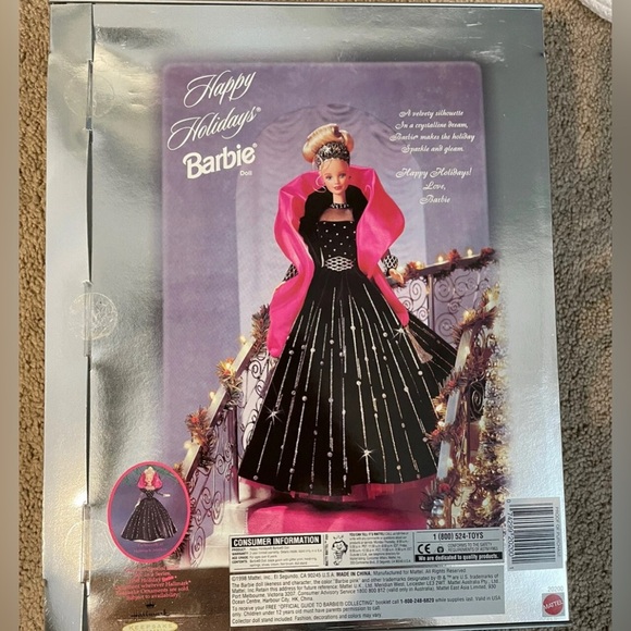 Barbie Happy Holidays Doll with Pink and Black Gown! 1998 Special Edition Barbie - Picture 2 of 2